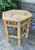 Vintage Bamboe bijzettafeltje / krukje, Ophalen, Zo goed als nieuw, Hout