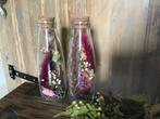 NIEUW 8 glazen flessen met kurken stolp met droogbloemen, Huis en Inrichting, Woonaccessoires | Droogbloemen, Ophalen of Verzenden