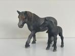 Schleich paarden - Percheron merrie en veulen, Paard, Gebruikt, Ophalen of Verzenden, Beeldje of Figuurtje