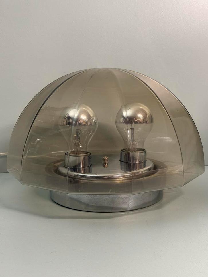 Vintage Space Age Plafondlamp - Glazen Designlamp, Huis en Inrichting, Lampen | Vloerlampen, Gebruikt, Minder dan 100 cm, Glas