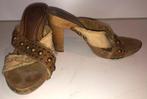 Replay SEXY Houtenklompjes met leder maat 37, Bruin, Replay, Zo goed als nieuw, Sandalen of Muiltjes