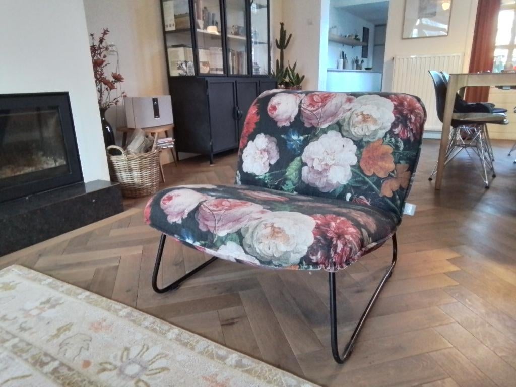 Fauteuil, Huis en Inrichting, Fauteuils, Ophalen, Modern met industriële uitstraling vanwege zwart ijzeren frame, Gebruikt, Minder dan 75 cm