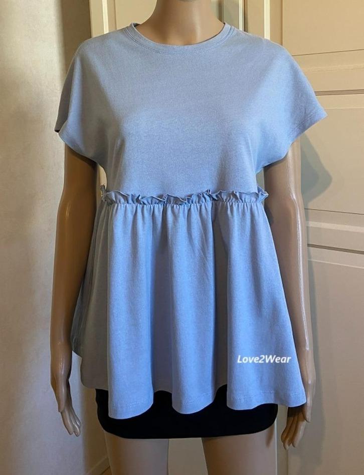 Top met ruches Noisy May, Kleding | Dames, Tops, Nieuw, Maat 36 (S), Blauw, Korte mouw, Ophalen of Verzenden