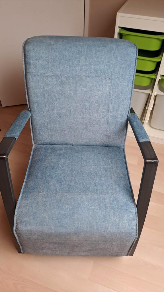 Nette blauwe fauteuil, Huis en Inrichting, Fauteuils, Gebruikt, 50 tot 75 cm, 75 tot 100 cm, Ophalen