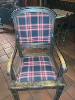 Vintage Stoel met Schotse Ruit Bekleding, Gebruikt, Bruin, Ophalen of Verzenden, Eén