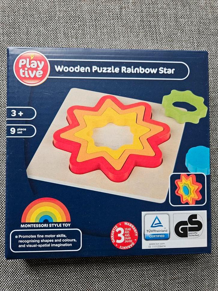 Houten Puzzel Regenboog Ster - Nieuw in Doos, Kinderen en Baby's, Speelgoed | Kinderpuzzels, Ophalen