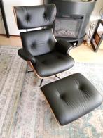 Fauteuil leder met hout (z.g.a.n), Huis en Inrichting, Fauteuils, Ophalen, Zo goed als nieuw, Hout