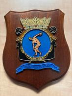 Marine schildje 'Sterk voor de Strijd', Verzamelen, Ophalen of Verzenden, Marine, Nederland, Embleem of Badge