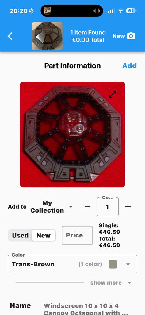 Lego Star Wars Windscreen 10 x 10 x 4 Octagonal, Kinderen en Baby's, Speelgoed | Duplo en Lego, Ophalen of Verzenden, Gebruikt