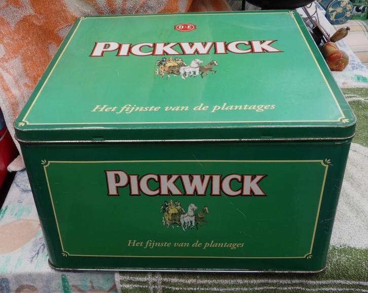 groot winkelblik PickWick thee/ groot theeblik DE, Verzamelen, Blikken, Gebruikt, Thee, Douwe Egberts, Ophalen of Verzenden