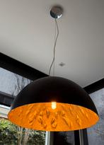 2 Zwart Gouden Hanglampen - Halve Bol - 50cm - Dimbaar, Ophalen, Zo goed als nieuw, Metaal, Minder dan 50 cm