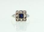 Art Deco gouden ring saffier roosdiamant, Sieraden, Tassen en Uiterlijk, Antieke sieraden, Ophalen of Verzenden, Goud, Ring, Met edelsteen