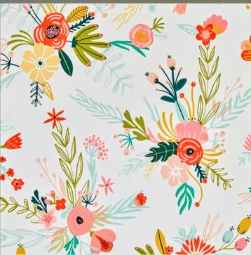 Vliesbehang met fleurige bloemenprint.  rollen en 1 gratis beschikbaar voor biedingen