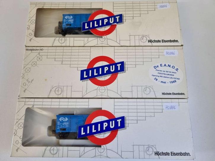 Liliput 244 40/41/45 - Goederenwagons "Eanos" van de NS, Hobby en Vrije tijd, Modeltreinen | H0, Zo goed als nieuw, Wagon, Gelijkstroom