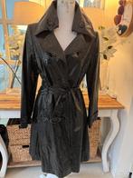 Dunne, Zwart-Grijze lak-trenchcoat Nicowa, snake design, 38, Verzenden, Zo goed als nieuw, Maat 38/40 (M), Zwart