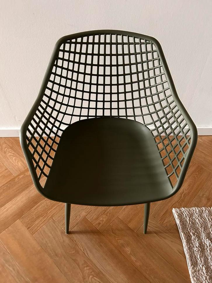 Design Stoel - Groen, Huis en Inrichting, Stoelen, Zo goed als nieuw, Eén, Kunststof, Metaal, Overige kleuren, Ophalen of Verzenden