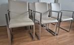 Nieuwstaat 6 Design eetkamerstoelen NEO van goossens leer, Huis en Inrichting, Stoelen, Wit, Ophalen of Verzenden, Zo goed als nieuw