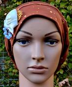 Chemo/ haarverlies tricot beany met corsage no 73 D., Ophalen of Verzenden, Nieuw, Maat 46/48 (XL) of groter, Muts