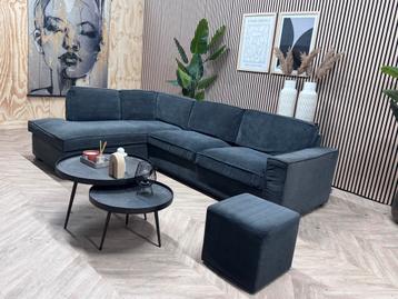 ZGAN Woood Ribstof Hoekbank met hocker - Antraciet - 285x195 beschikbaar voor biedingen