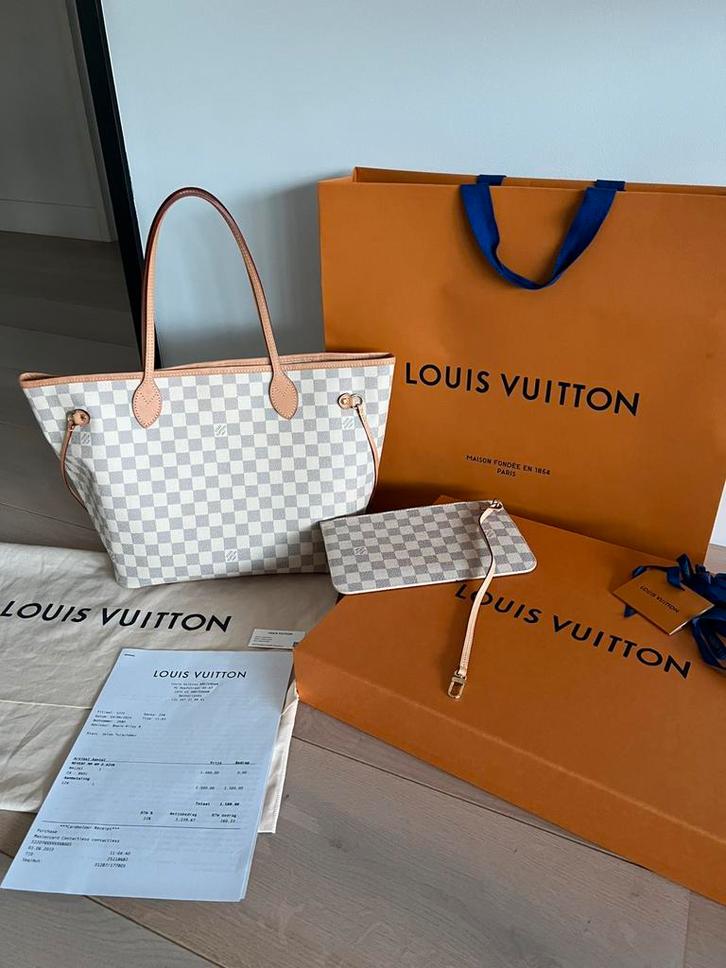 Louis Vuitton Neverfull MM, Sieraden, Tassen en Uiterlijk, Tassen | Damestassen, Zo goed als nieuw, Shopper, Beige, Ophalen of Verzenden