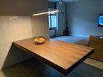Zwevenede eettafel Gifu glas met hout, Huis en Inrichting, Ophalen, 50 tot 100 cm, Glas, Rechthoekig