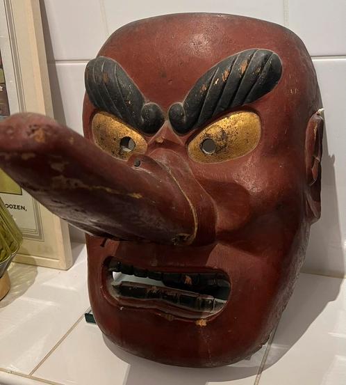 Antiek Japans Tengu Masker, Antiek en Kunst, Kunst | Overige Kunst, Ophalen of Verzenden