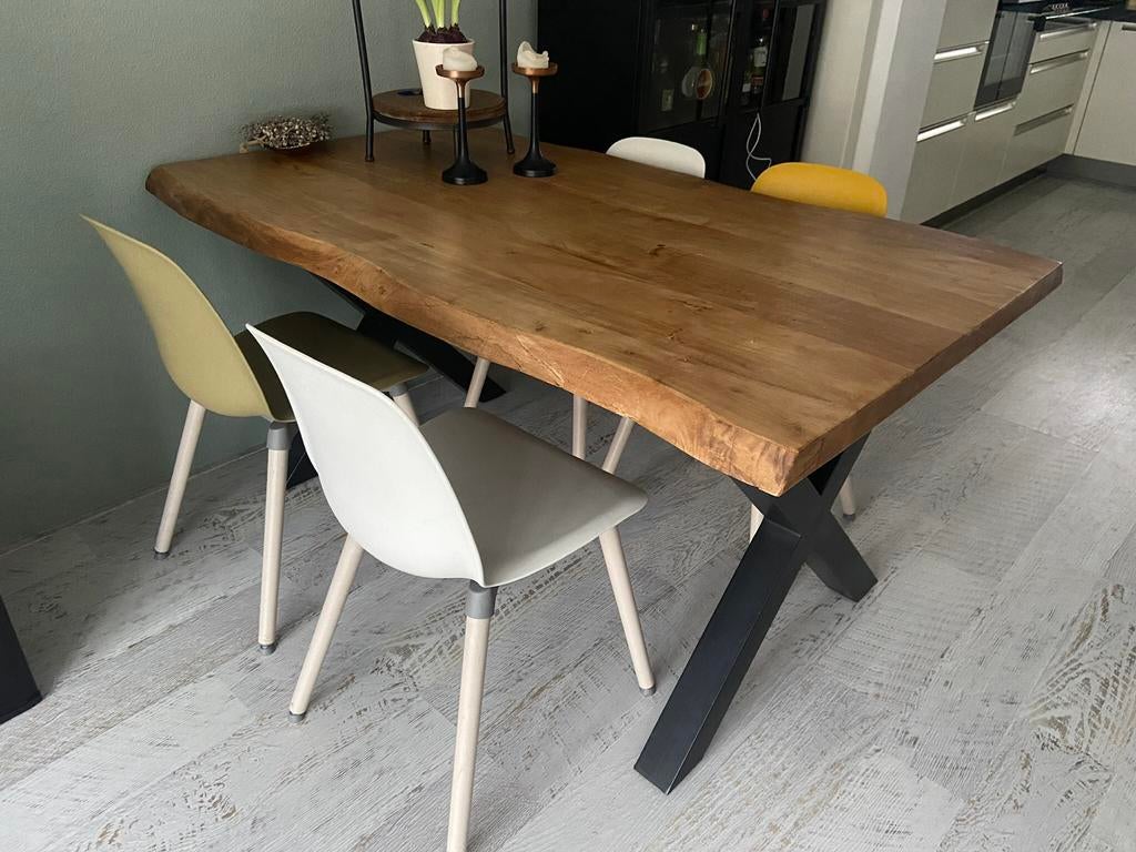 Mooie moderne Eettafel + 4 stoelen, Ophalen of Verzenden