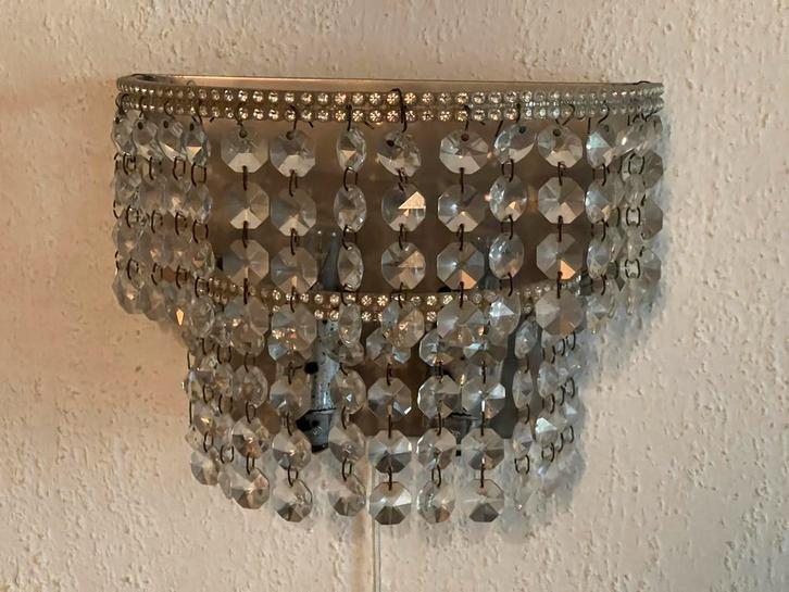 Wandlamp - kralenlamp - pegellamp, Huis en Inrichting, Lampen | Wandlampen, Gebruikt, Glas, Ophalen of Verzenden