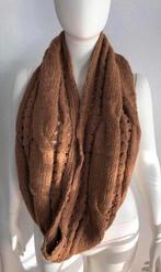 Leuke bruin camel wikkel shawl sjaal gebreid winter zgan, Verzenden, Zo goed als nieuw, Sjaal