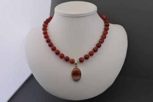SARDONYX ketting/oorhanger-set, Sieraden, Tassen en Uiterlijk, Kettingen, Nieuw, Zilver, Met edelsteen, Met hanger, Verstelbaar