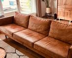 Bank 3-zits cognac suède look in goede staat, Ophalen, Gebruikt, Driepersoons, 75 tot 100 cm