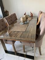 grote eettafel met bijpassende salontafel, spiegel en lamp, Huis en Inrichting, Tafels | Eettafels, Ophalen, 200 cm of meer, 50 tot 100 cm