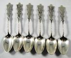 6 biedermeier thee- mokkalepeltjes Hanekam 835 zilver, Ophalen of Verzenden, Zilver