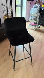 Bronx71 velvet zwarte barkruk Mikky 4 stuks, Ophalen, Met voetsteun, 60 tot 90 cm, Zo goed als nieuw