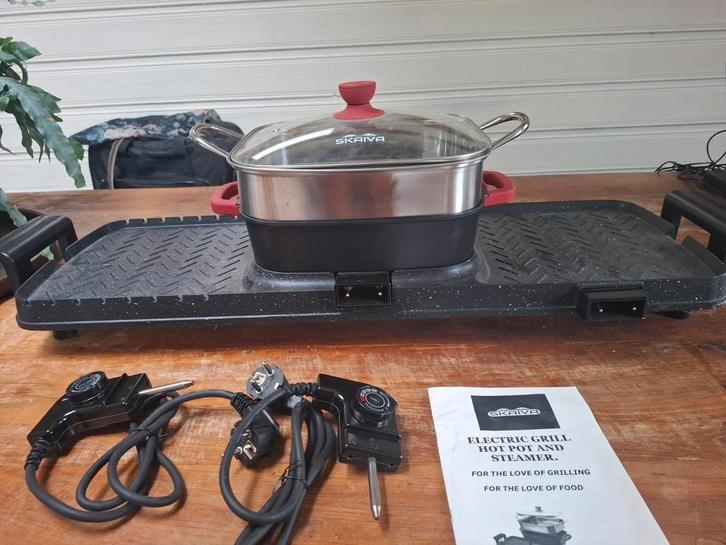 Grill/bbq plaat met stomer (voor gebruik binnenshuis)skaiva), Witgoed en Apparatuur, Grillplaten, Gebruikt, Ophalen