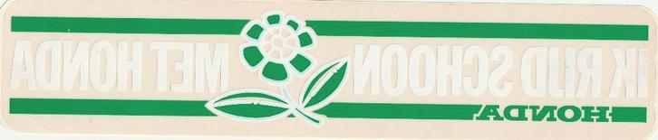 Sticker motor Honda - ik rij schoon (raamsticker), Verzamelen, Stickers, Zo goed als nieuw, Merk, Verzenden