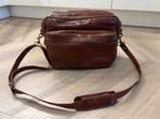Bruine leren reistas met 3 vakken, Ophalen of Verzenden, Gebruikt, Bruin, Overige typen