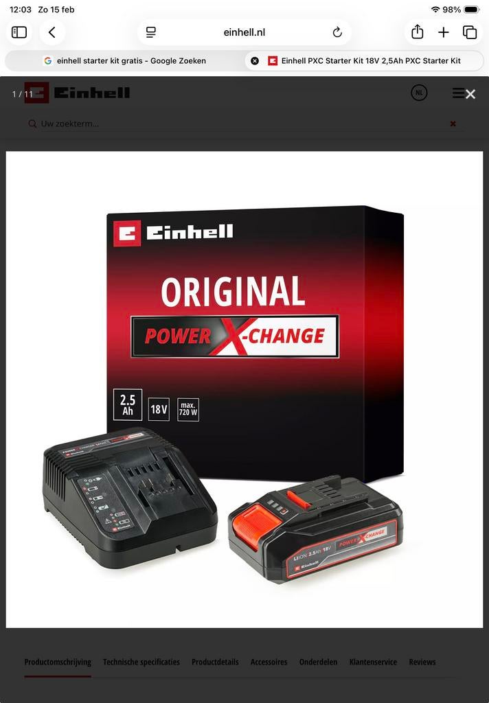 Einhell PXC Starter Kit 18V 2,5Ah - Nieuw!, Ophalen of Verzenden, Nieuw