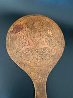 Oude victoriaanse spiegel met ingelegd hout vintage, Ophalen of Verzenden