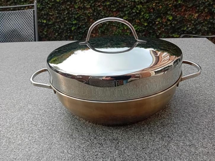Demeyere Resto rookset specialties 3 ø 28 cm rvs 4-delig, Huis en Inrichting, Keuken | Potten en Pannen, Gebruikt, Overige typen