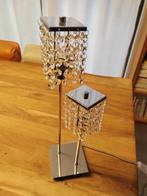 Klassieke Zilveren Tafellamp met Kristallen, Glas, Klassiek, Ophalen of Verzenden, Zo goed als nieuw
