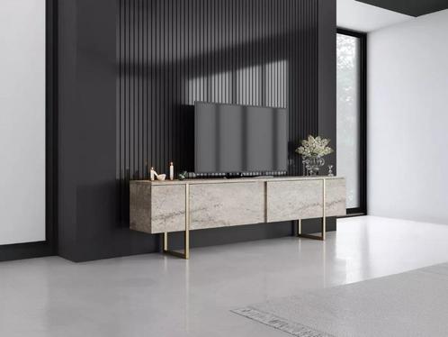 NIEUW in doos! TV Meubel met 2 deurtjes. Beige met goud, Huis en Inrichting, Kasten | Televisiemeubels, Nieuw, Minder dan 100 cm