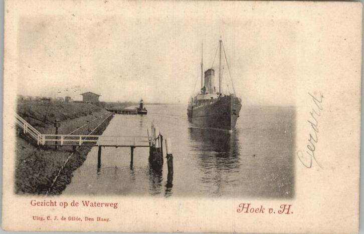 Hoek van Holland Waterweg + Schip kleinrd st LAGE ZWALUWE 02, Verzamelen, Ansichtkaarten | Nederland, Gelopen, Zuid-Holland, Voor 1920