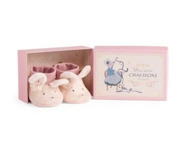 nieuw moulin roty muizen babyslofjes in cadeudoosje, The River House, Kraamcadeau, Info@theriverhouse.nl, Nieuw