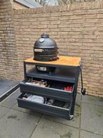 Inferno Kamado + verrijdbaare buitenkeuken met lades, Ophalen, Zo goed als nieuw, Houtskool, Inbouw