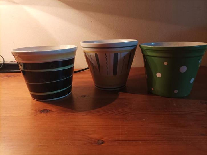 drie plantenpotten society ceramique jaren 60, Antiek en Kunst, Antiek | Keramiek en Aardewerk, Ophalen of Verzenden