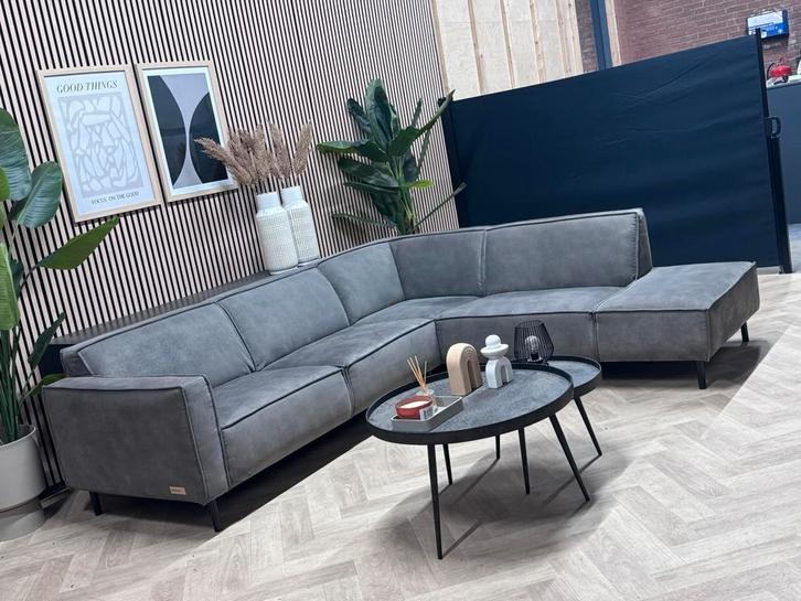 ZGAN UMIX Hoekbank Madison Microleer -Donker Grijs- 270x235, Huis en Inrichting, Banken | Bankstellen, Zo goed als nieuw, Vierpersoons of meer