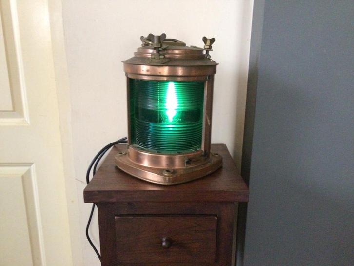 Vintage Scheepslantaarn Groen, Antiek en Kunst, Antiek | Lampen, Ophalen