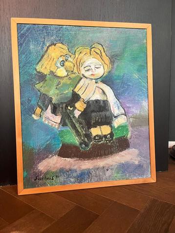 Gesigneerd Schilderij Jan Sierhuis 1981 “Echtpaar”! beschikbaar voor biedingen
