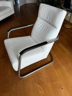 Stoel met buisframe. Gispen stijl. Leer, wit, Zo goed als nieuw, 50 tot 75 cm, Ophalen, Modern, gispen